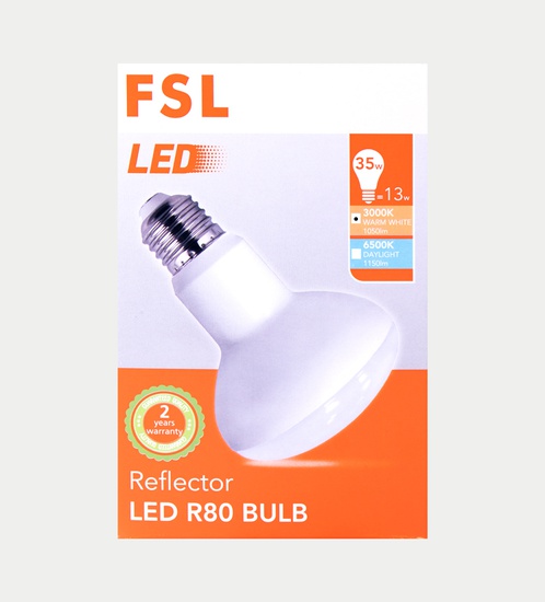 FSL LED 13w Reflector bulb R80 - Warm white