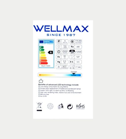 WELLMAX  R63 LED Bulb 9w - Daylight
