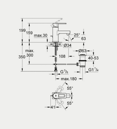 GROHE Quadra Single-lever Basin Mixer 1/2" S-Size