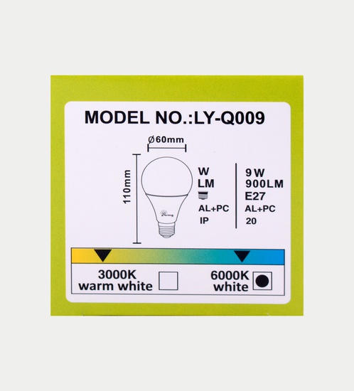 BRIGHT BEAM A60 LED Bulb 9w - Cool white