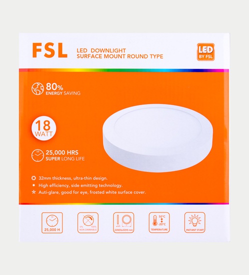 FSL LED 18w  Surface Mounted round light - Day light