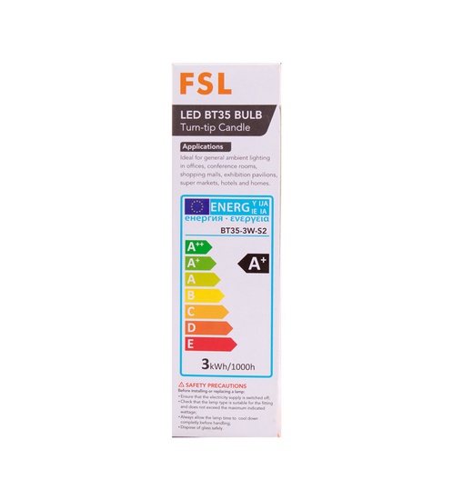 FSL LED 3w Turn-tip Candle bulb BT35 - warm white