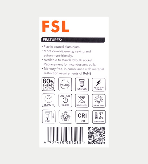 FSL LED 6w Reflector bulb R50 - warm white