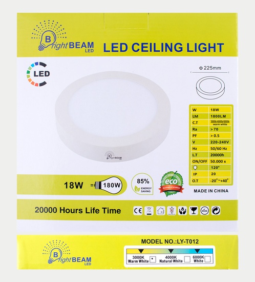 BRIGHT BEAM LED Ceiling light 18w - Warm White