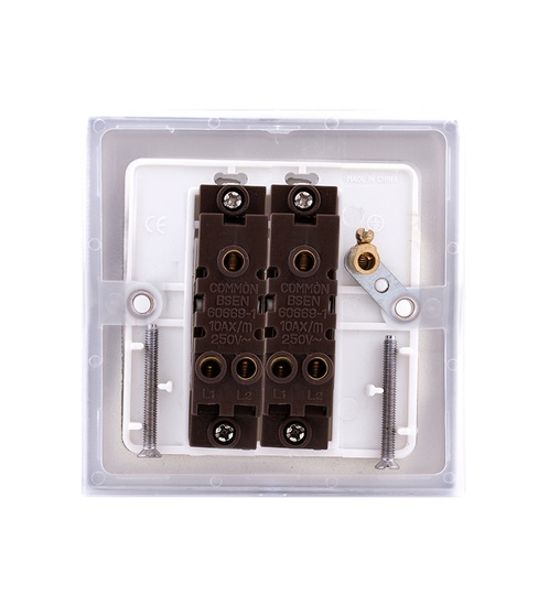 A&T 10A 2 Gang 1 way switch - silver