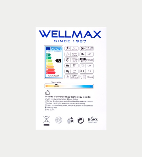 WELLMAX  R80 LED Bulb 13w - Warm White