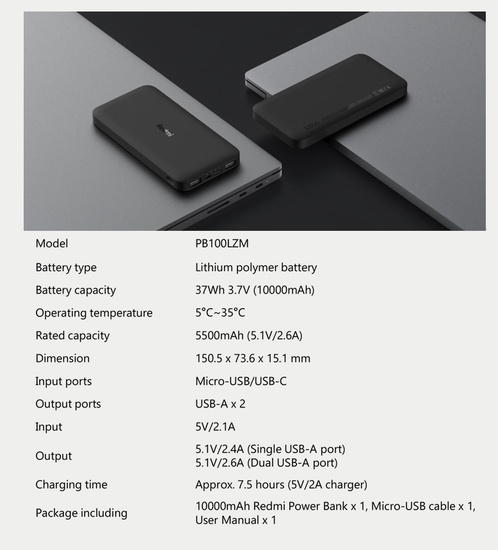 Xiaomi 10000mAh Redmi Power Bank (VXN4305GL)
