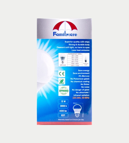 Familycare LED 8w Bulb - Warm light