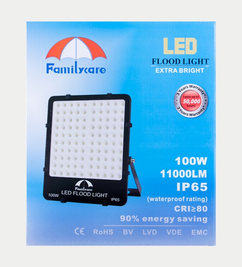 Familycare LED 100w Flood Light IP65 -Cool Day Light