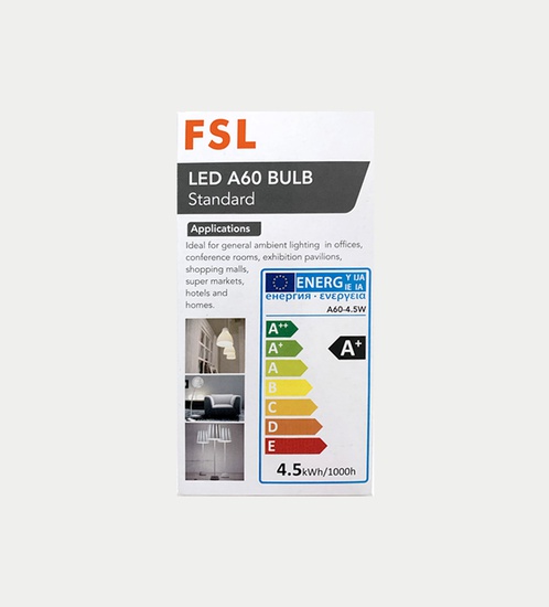 FSL LED 4.5w Standard bulb A60 - warm white